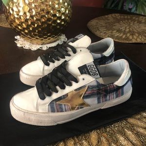 Golden Goose May Low-Top Plaid Sneakers